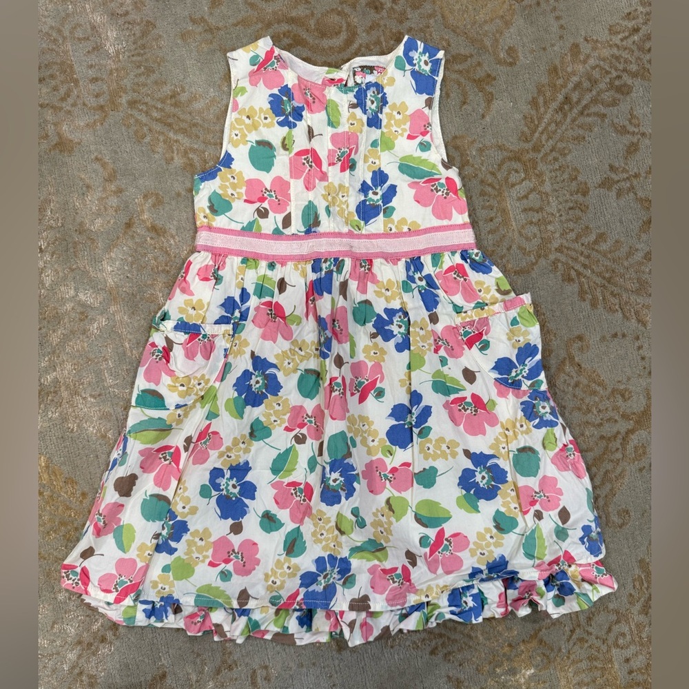 Girls' Floral Pink & Blue Sleeveless Party Dress
